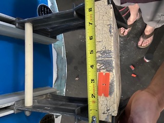 front top of bracket to end of boat about 10 inches